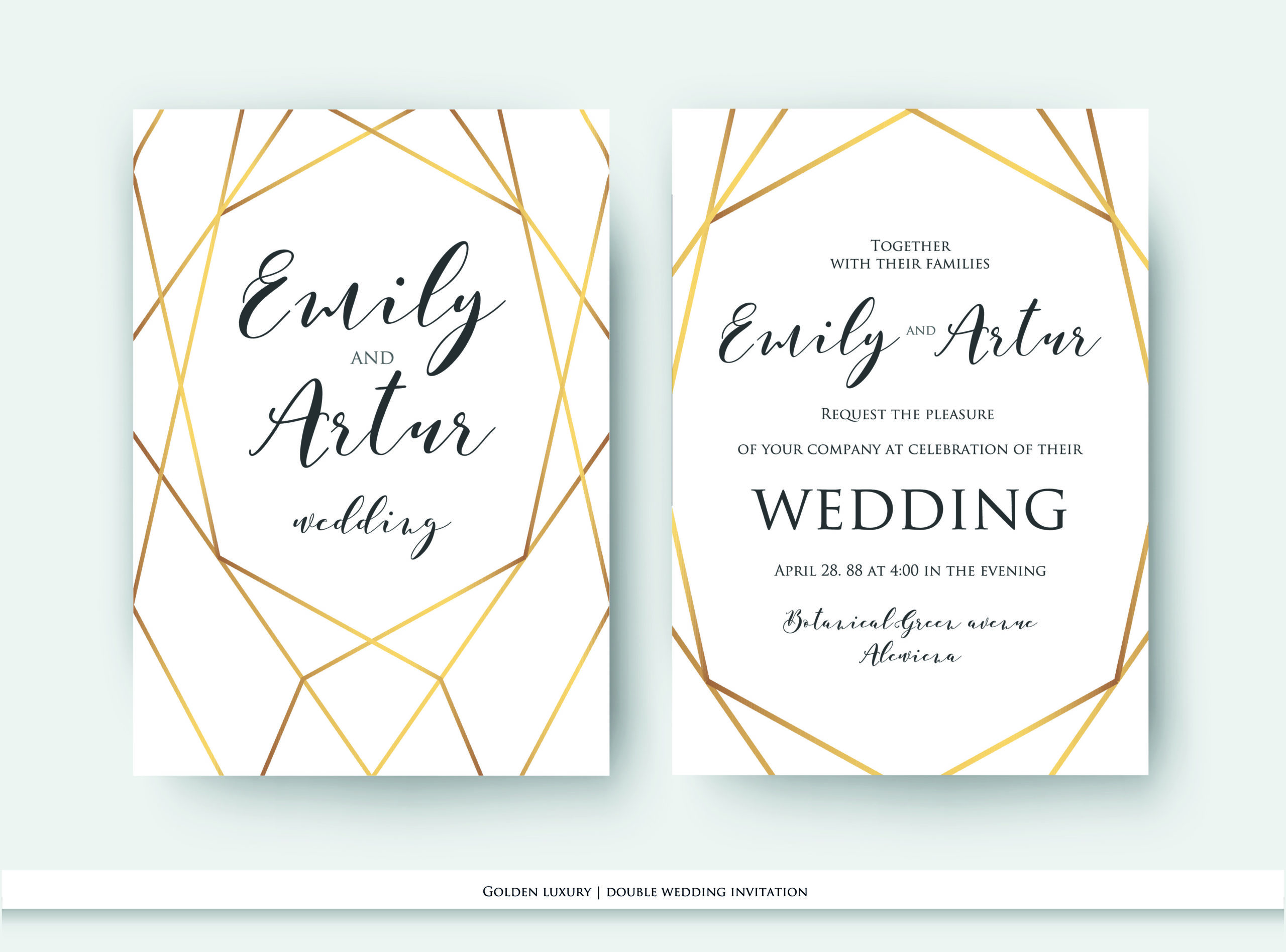 Example of modern geometric wedding invitation